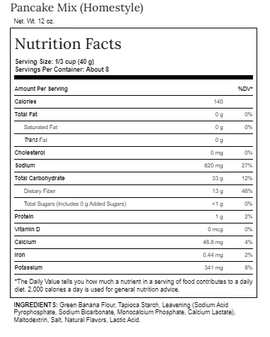 Gundry MD Pancake Mix Nutrition Facts